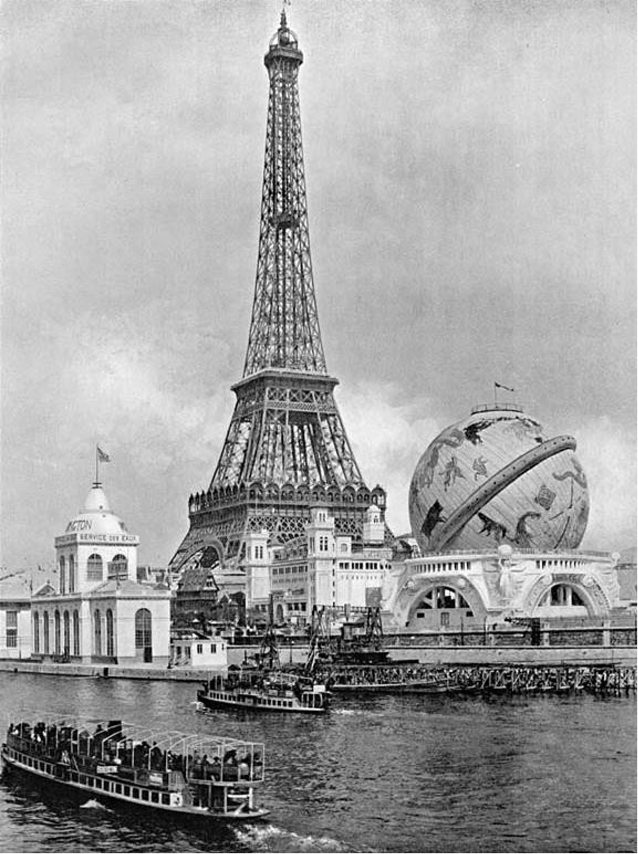 The Grande Globe Céleste was located beside the Eiffel Tower, constructed just eleven years earlier for the Paris Exposition of 1889.